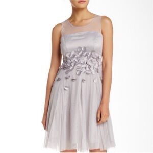 Ryu Silver Embellished Pleated Mini Dress